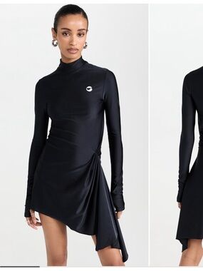 Coperni high neck draped asymmetrical black Mini Dress NWT size L